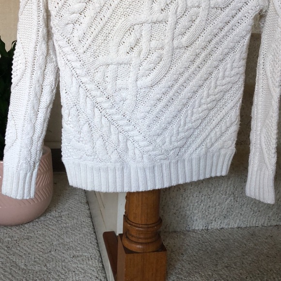 Polo Ralph Lauren White Cable Knit Pop Over Sweater - Picture 4 of 12